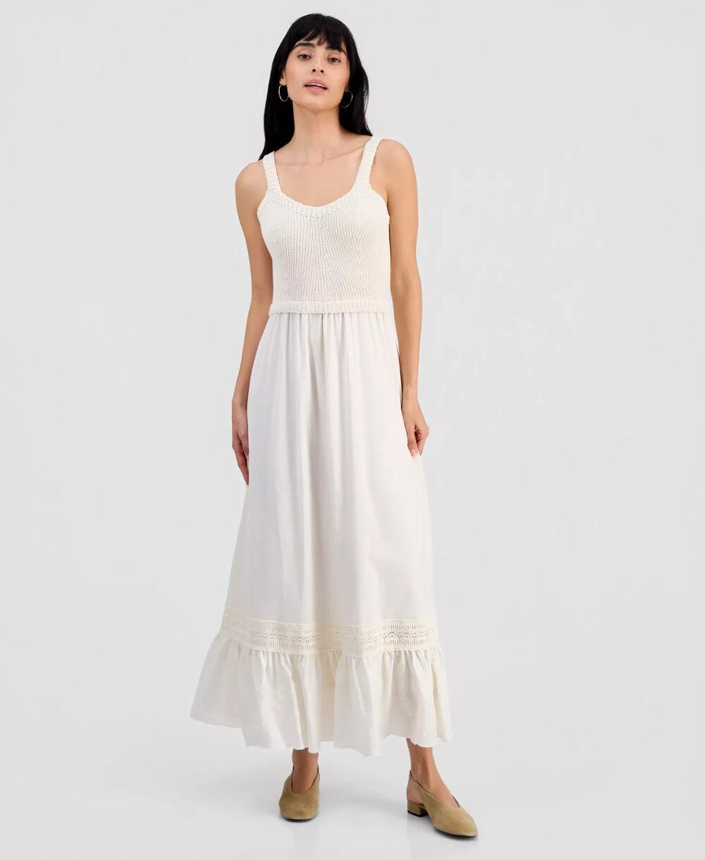 And Now This Womens' Crochet Top Maxi Dress Ivory Size PXs 3745